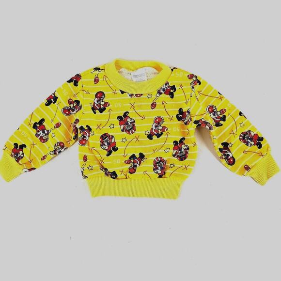 HOPSCOTCH VINTAGE FOOTBALL TODDLER CREWNECK SWEATSHIRT – SIZE 24 MONTHS – YELLOW - Picture 2 of 8